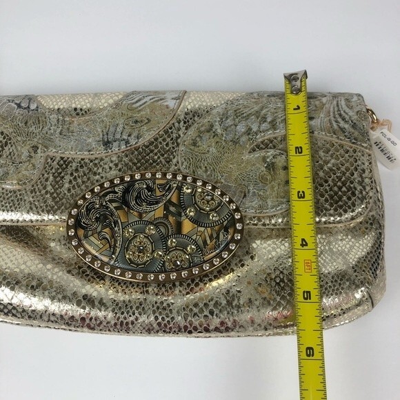 Debbie Brooks NY Gold Silk Screened Handbag Clutch Interchangeable - Picture 14 of 16